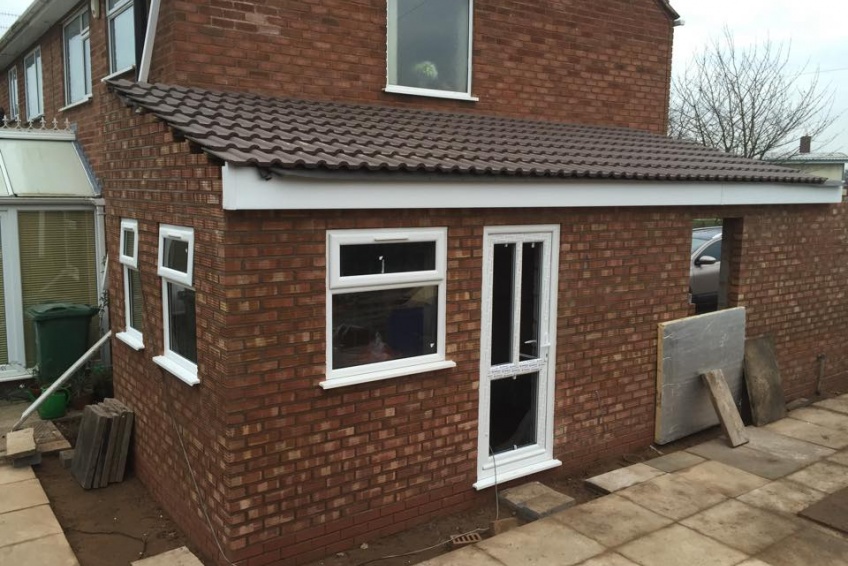 Porch & Garage - Wednesbury - rear windows and doors in